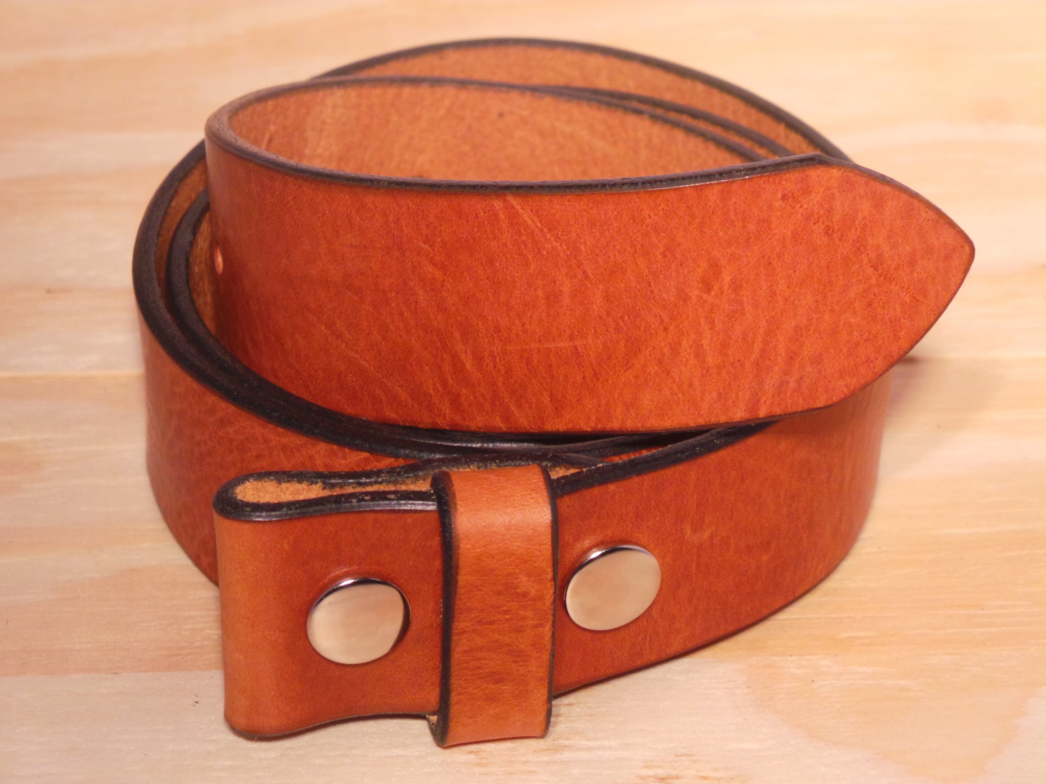 No Buckle Dark Tan Leather 1 1/2 Inch Belt Snap On Strap – Buckle My Belt