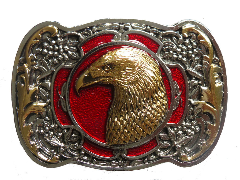 Buy Eagle Head Red Gold Belt Buckle | Western Belt Buckles – BuckleMyBelt