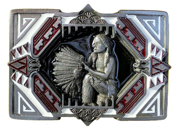 indian headdress belt buckle