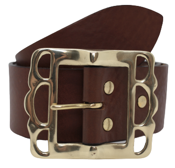 Buy Handmade Brown Leather Belt | Brass Pirate 2 Inch Buckle – Buckle ...