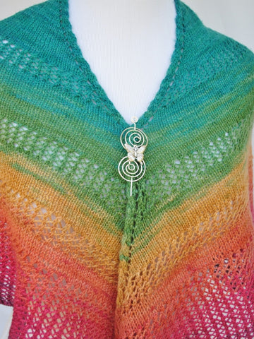 Apparent Plot Triangle Shawl with Butterfly Shawl Pin 2
