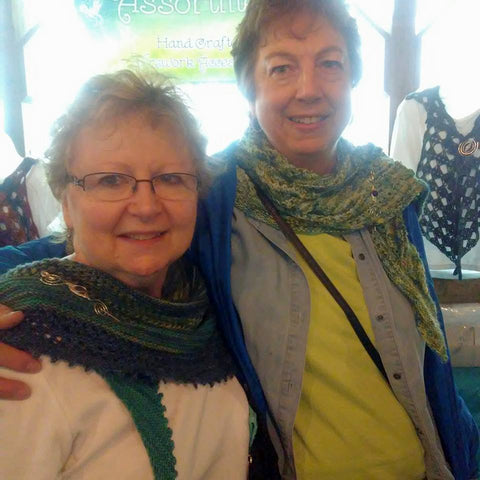 Shawl pin wearing customers at maryland sheep and wool 2017