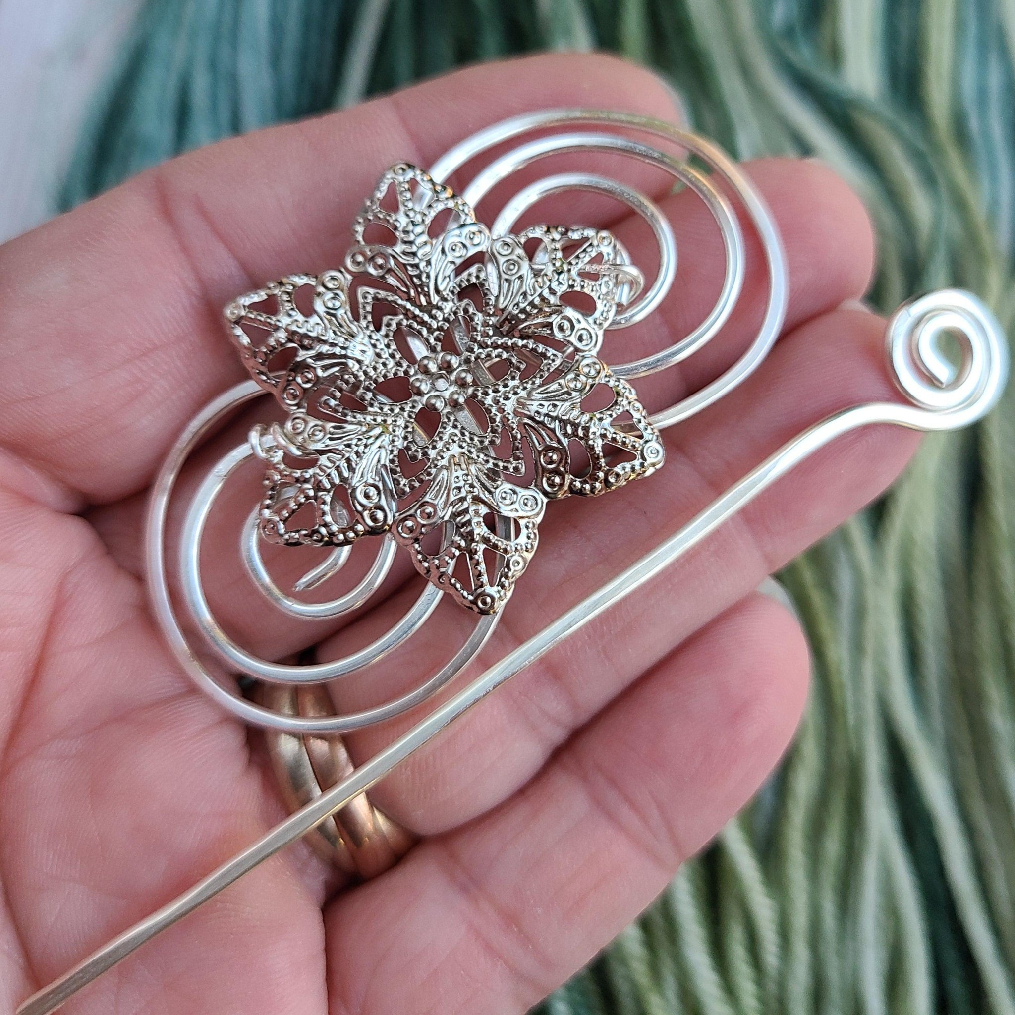 Magnolia Shawl Pin Charmed Silver Crafty Flutterby Creations