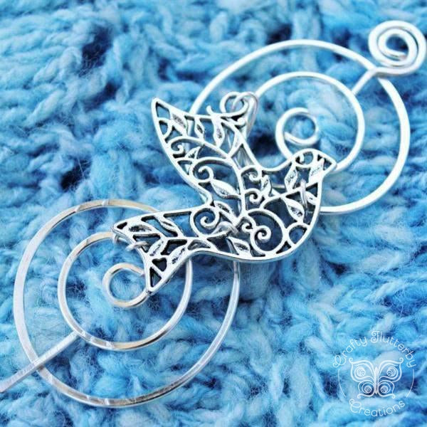 Bird Shawl Pin Charmed Silver Crafty Flutterby Creations