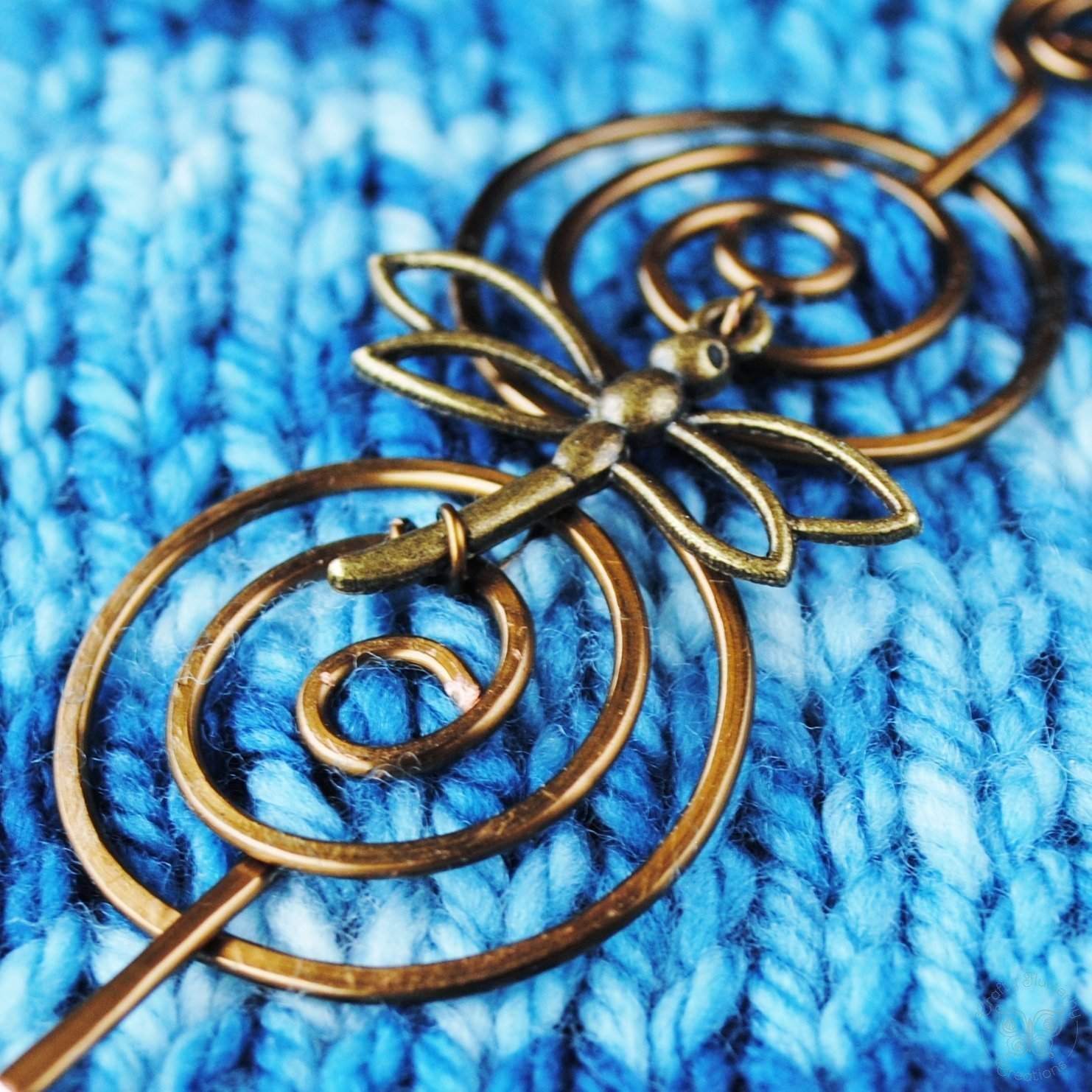 Dragonfly Shawl Pin Charmed Bronze Crafty Flutterby Creations