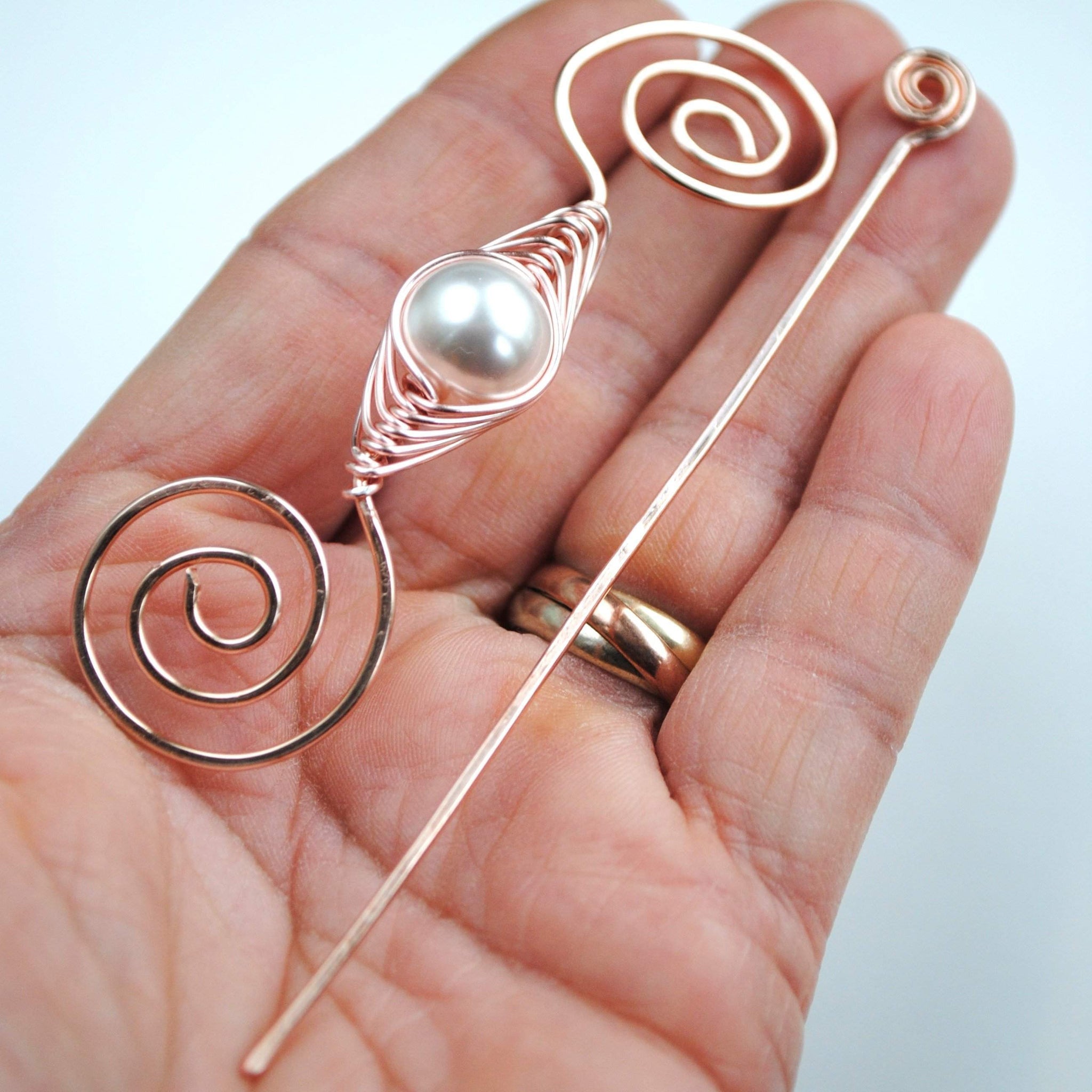 Pearl Shawl Pin Rose Gold Noteworthy Classic Crafty Flutterby Creations