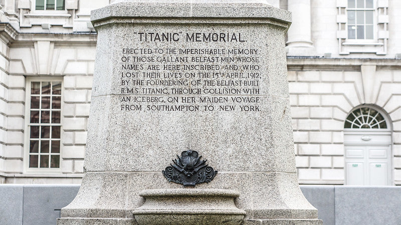 The inscription on the Titanic memorial, Belfast. Image by William Murphy : https://www.flickr.com/photos/infomatique/