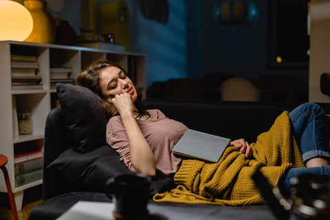 woman resting in the living room