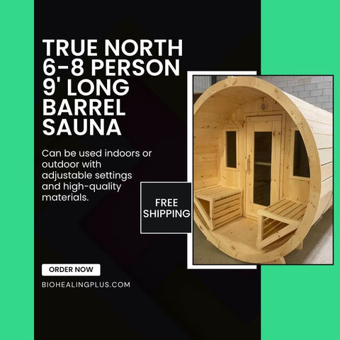 True North 6-8 Person 9' Long Barrel Sauna