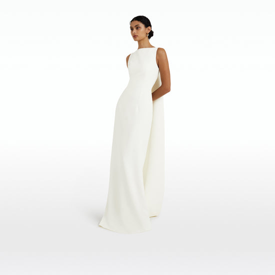 Celestia Ivory Long Dress – Safiyaa London