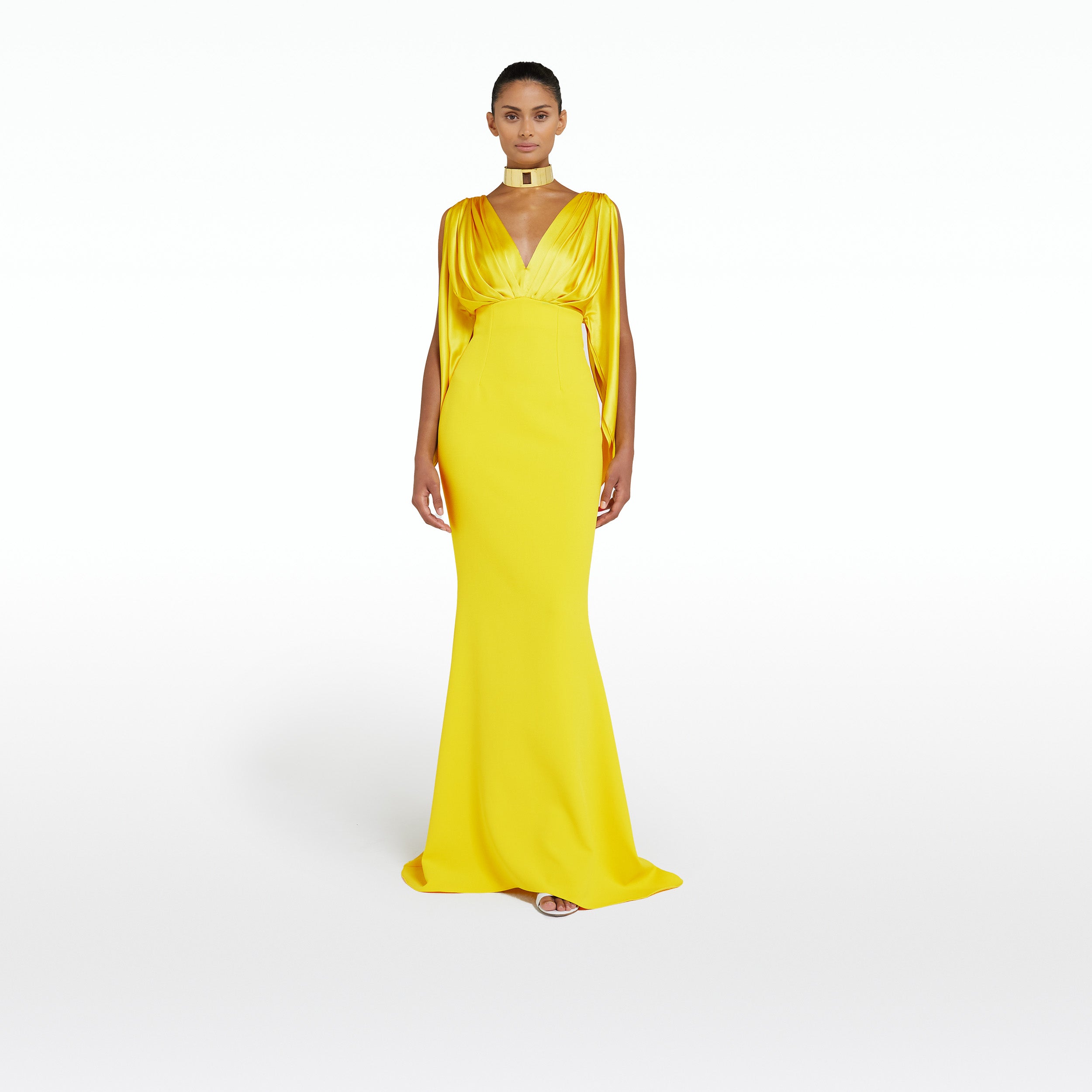 CANARY YELLOW CUT WORK DRESS – House Of Jamoti