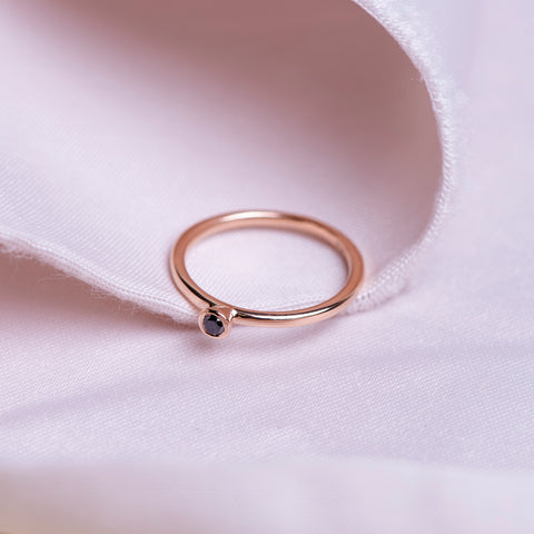 Rose gold and black diamond stacking ring