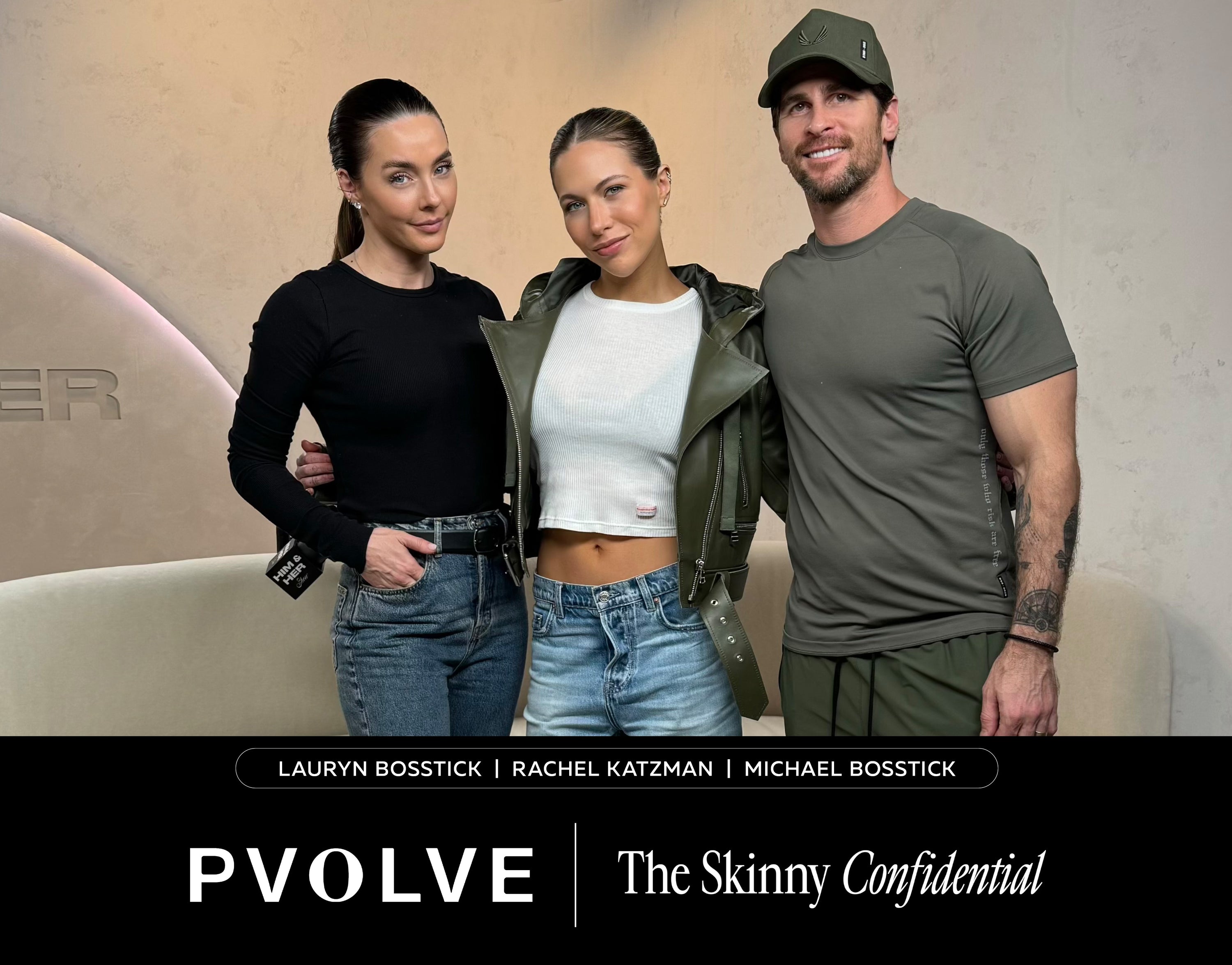Pvolve founder with hosts of The Skinny Confidential podcast