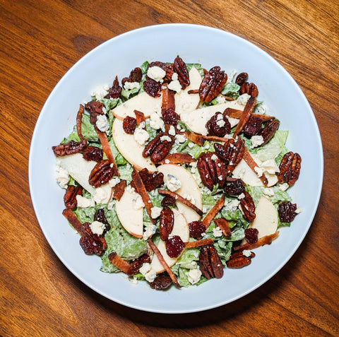 Blue Cheese Salad with Nueske Bacon Candied Pecans and Cherries