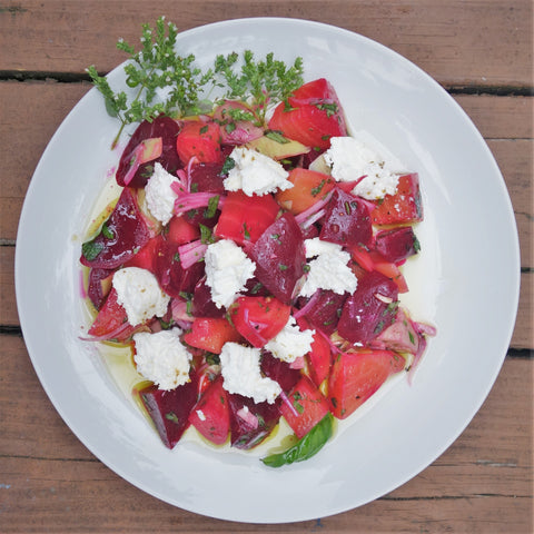 beet salad with goat cheese and vinegar