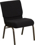 HERCULES Series 21'' Extra Wide Black Dot Patterned Stacking Church Chair with 4'' Thick Seat - Gold Vein Frame FD-CH0221-4-GV-S0806-GG by Flash Furniture - Peazz Furniture