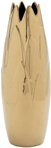 Bayden Hill Ceramic Gold Bud Vase 7"W, 19"H - Peazz.com