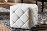 Baxton Studio 1710-White Stacey Modern and Contemporary White Faux Leather Upholstered Ottoman