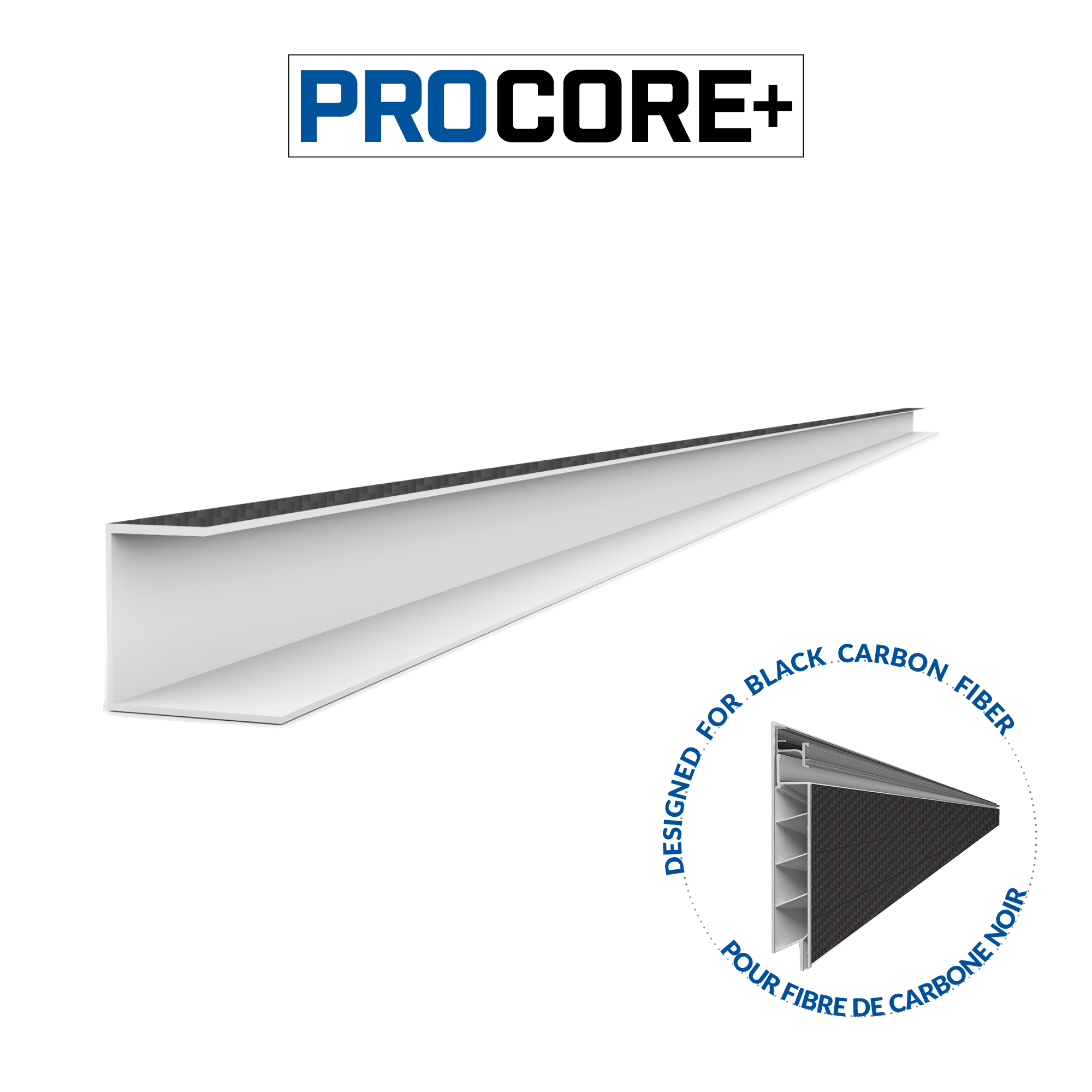 8 ft. PROCORE+ Black carbon fiber PVC Side Trim Pack, Proslat Canada