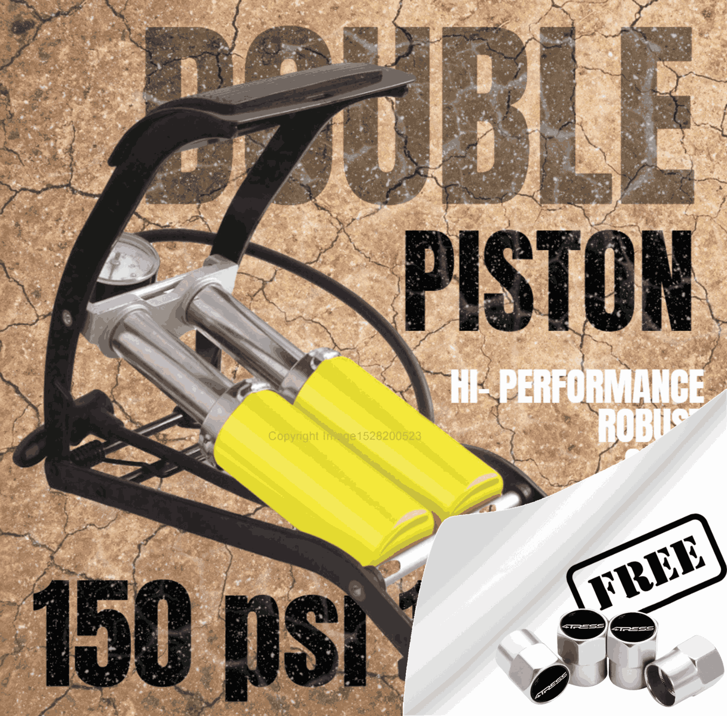  Air Inflator Foot Pump Car Bike Tyre Hi Performance Double Piston SWFPHP3 +Caps