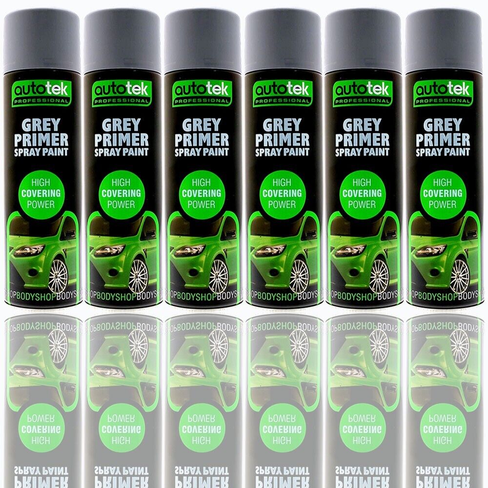 6 x Autotek GREY PRIMER Aerosol Spray Paint Professional High Covering Power+G+C✅