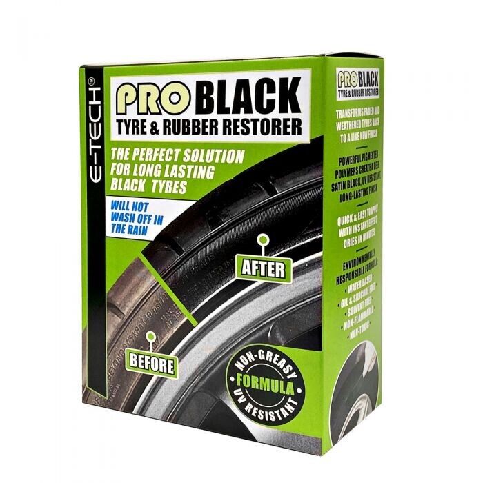 E-TECH PRO Black Plastic Trim Restorer + Tyre & Rubber Restorer Kit 236mL +Caps