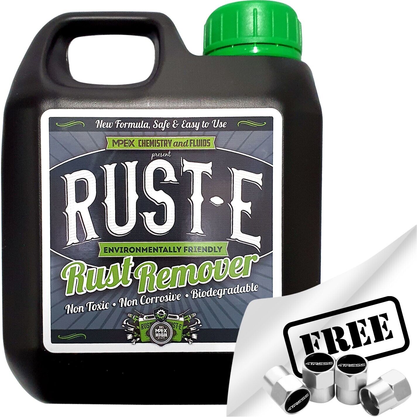  RUST-E Rust Remover Liquid Solution Removes Metal Oxides Water Soluble 1L +Caps
