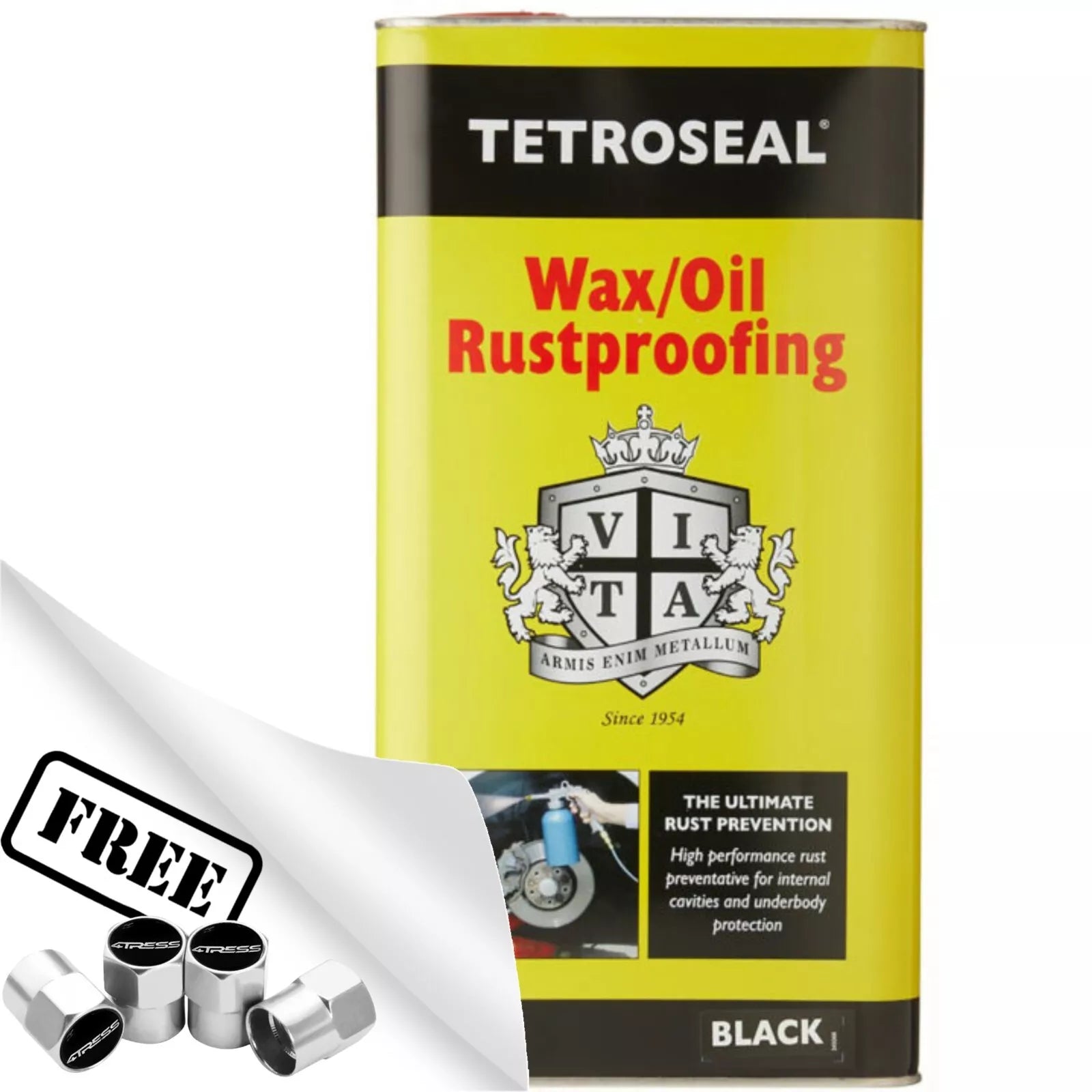  Tetroseal Black Wax Oil Car Rustproofing WAXOYL Rust Protection 5L Can +Caps