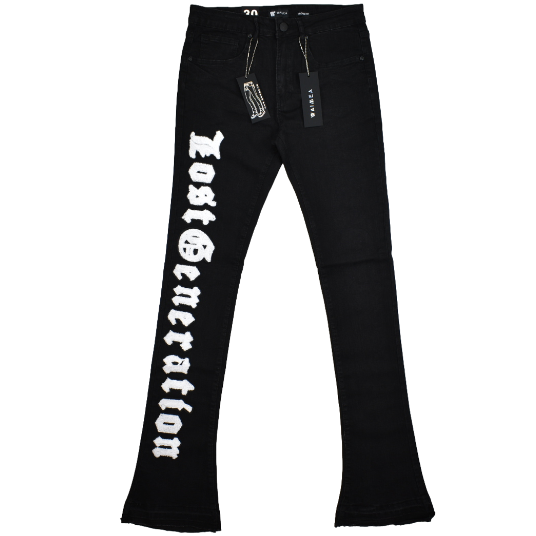Waimea Men's Black Jeans Stacked Fet | Memphis Urban Wear