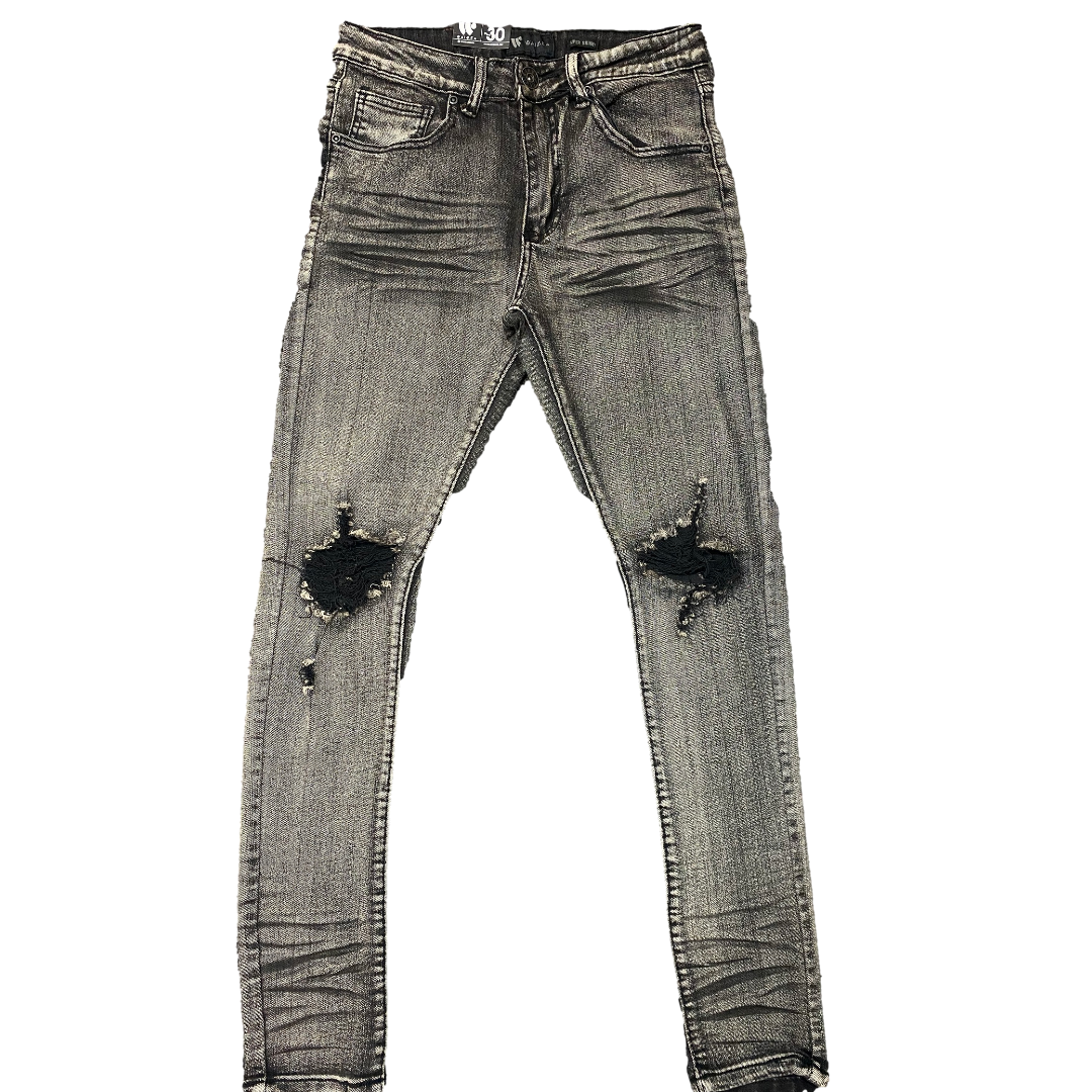 Waimea Super Skinny Black Bleach Jeans | Memphis Urban Wear