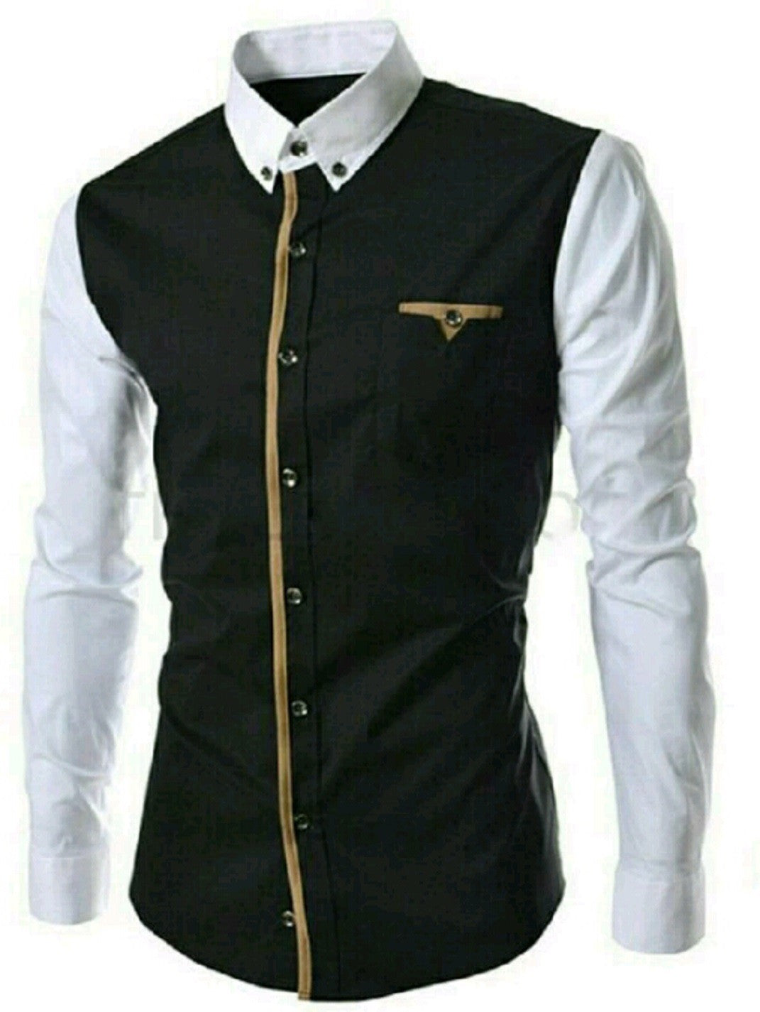 white party wear shirt with black button