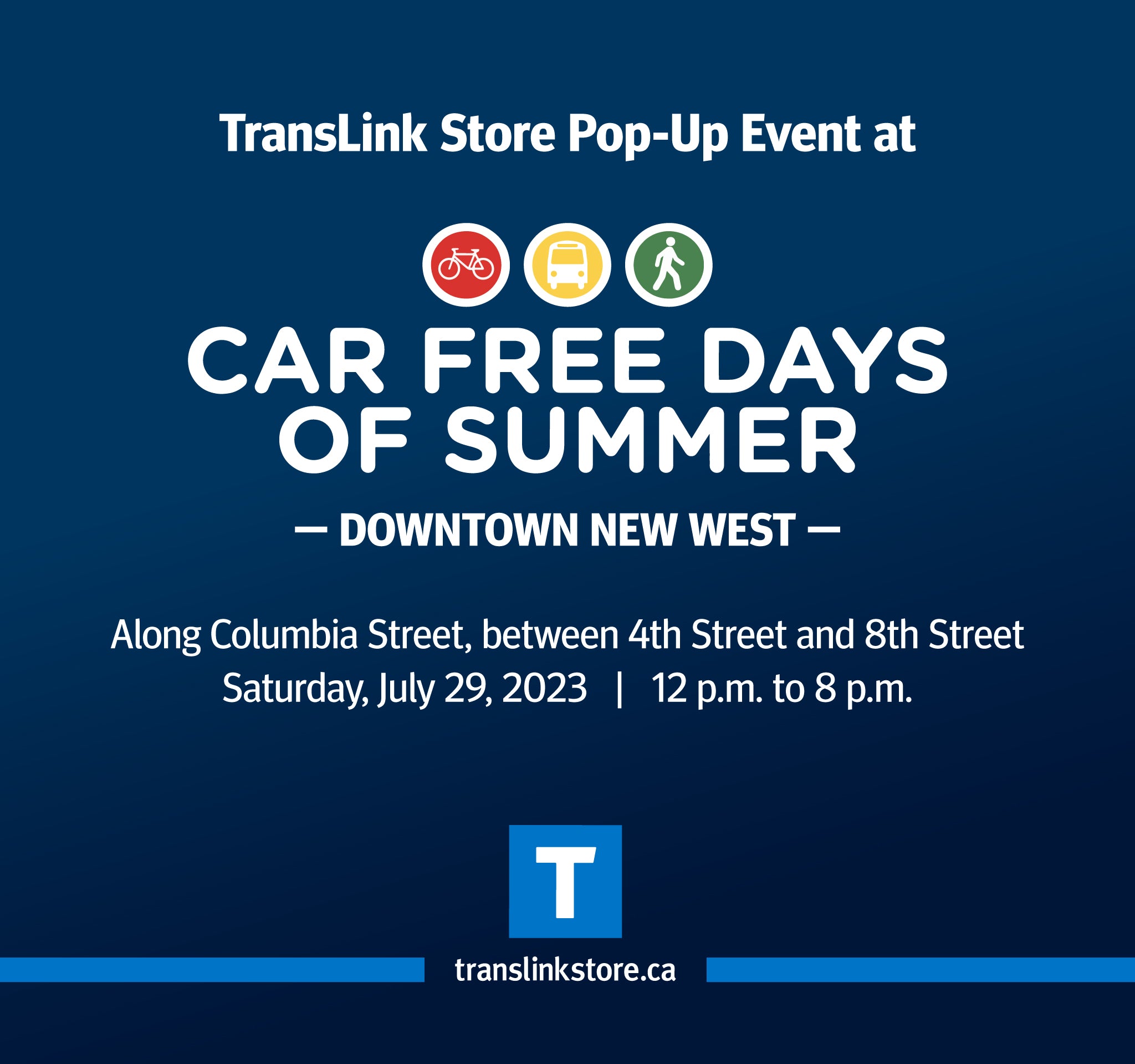 Car Free Days Translink pop-up