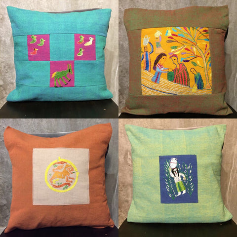 Handwoven and embroidered cushion covers