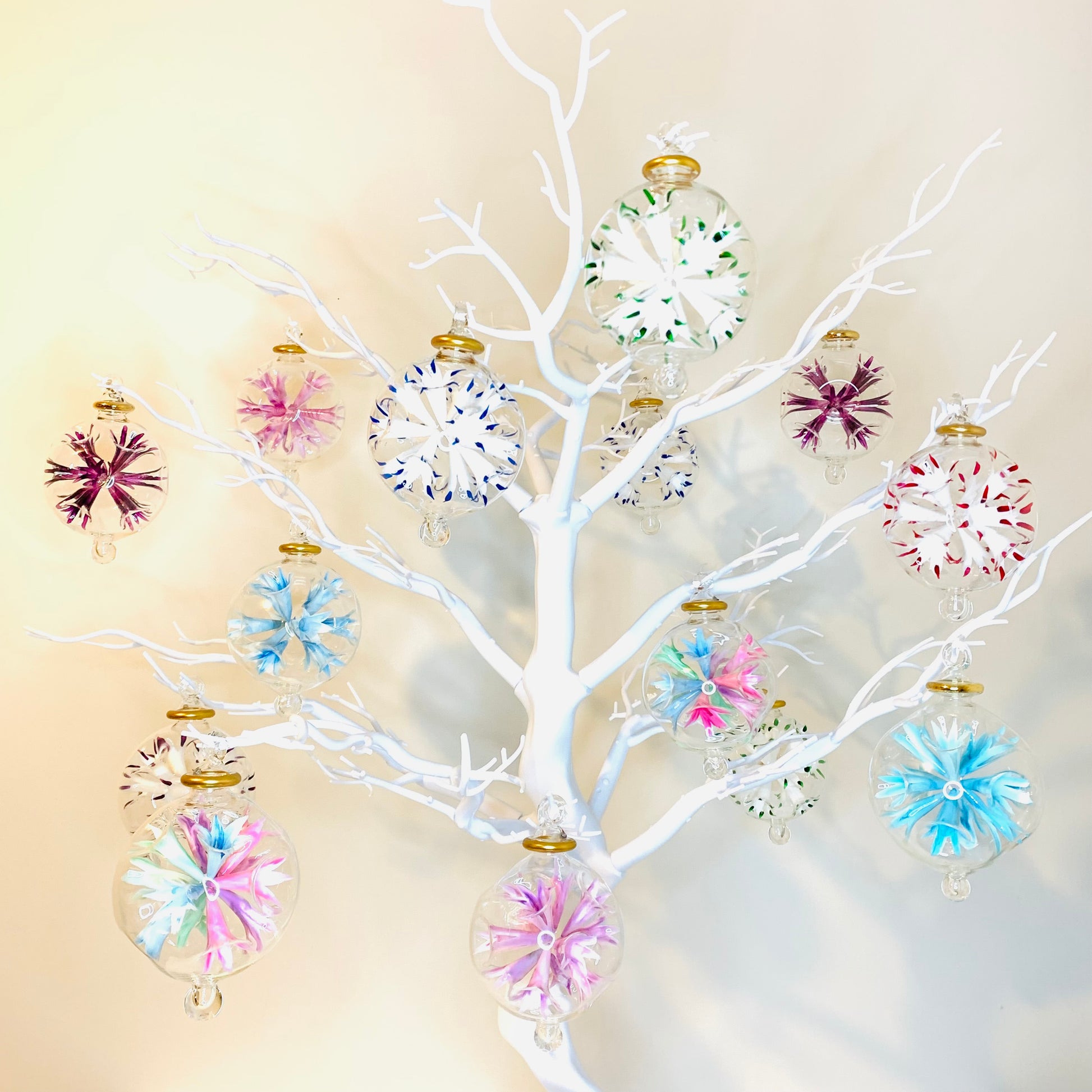Blown Glass Ornament - Blossoms Pastels