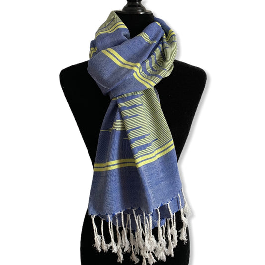 Geometric Designs Handwoven Egyptian Cotton Scarf - Handmade by Artisans