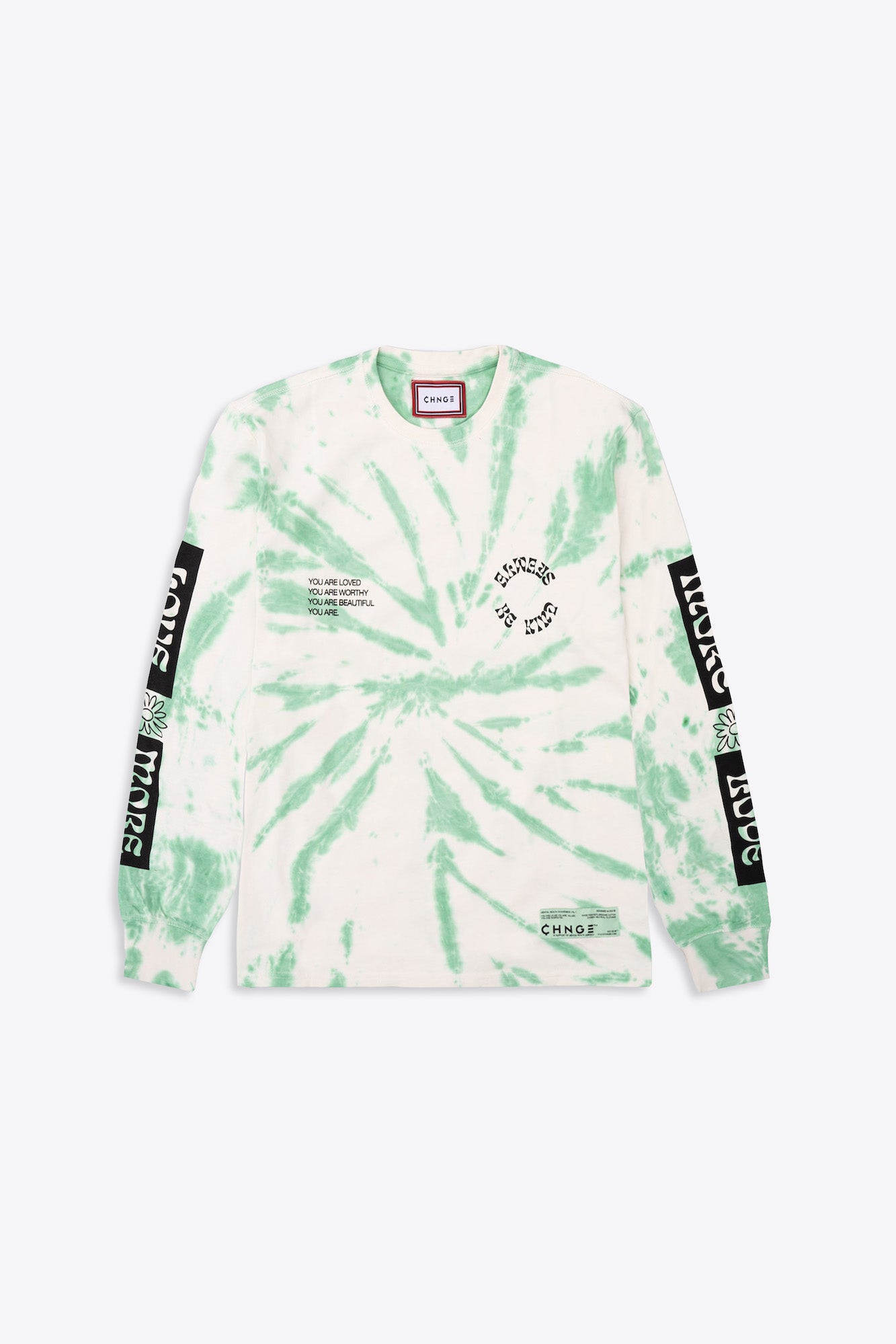 Love More Cuffed L/S T-Shirt (Green Spiral TD) $47