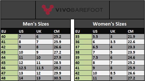 Footwear Size Selection– Escapade Online