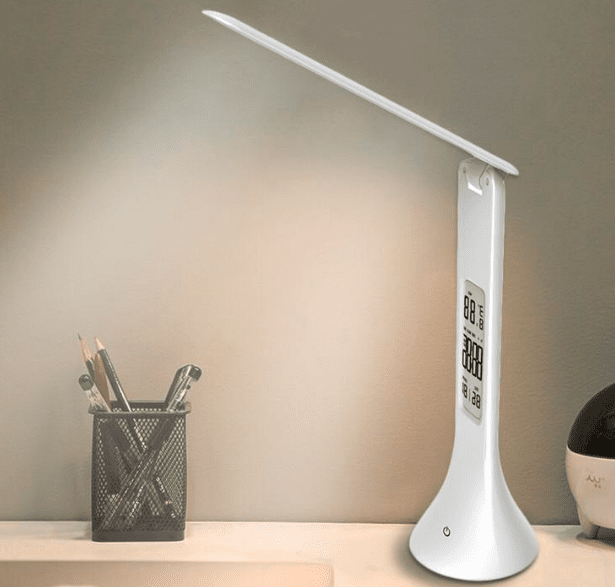 Slim Dimmable Led Desk Lamp With Built In Clock Cool Desk Lamp