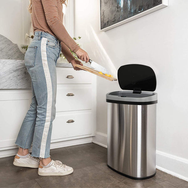 Touchless Trash Can Automatic Touch Free Kitchen Trash Can 13 Gallons ...