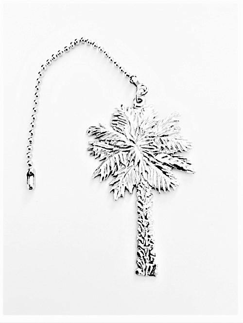 Fine Pewter Accent Ceiling Fan Light Pull Palm Tree