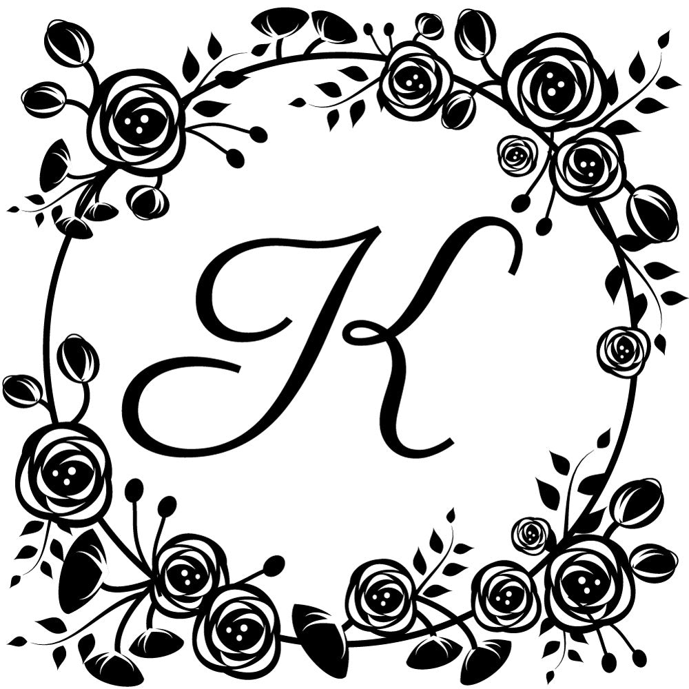 circle floral script one letter monogram initial Custom Designer Stamp