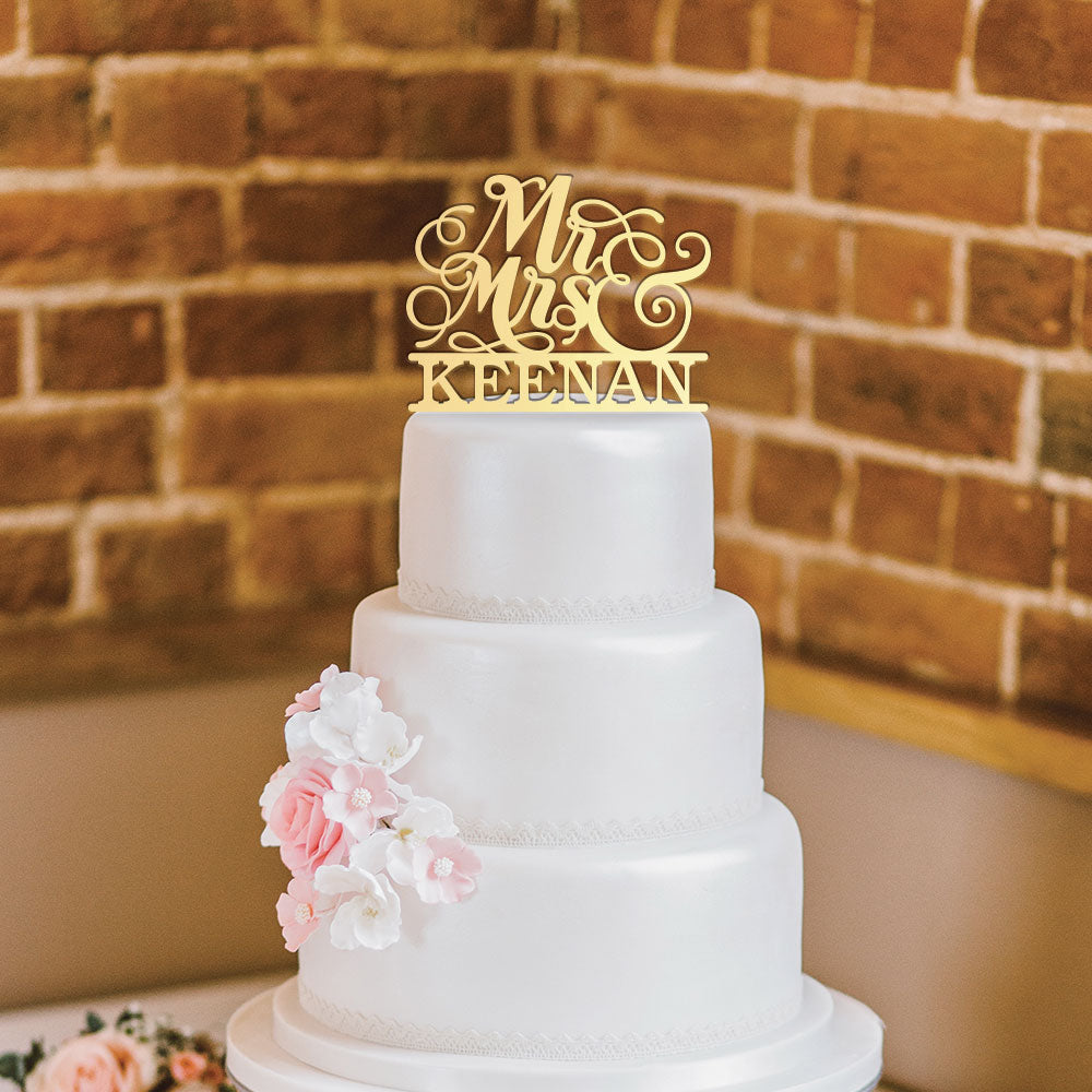 Script Mr Mrs Wedding Cake Topper Artisan Stamp