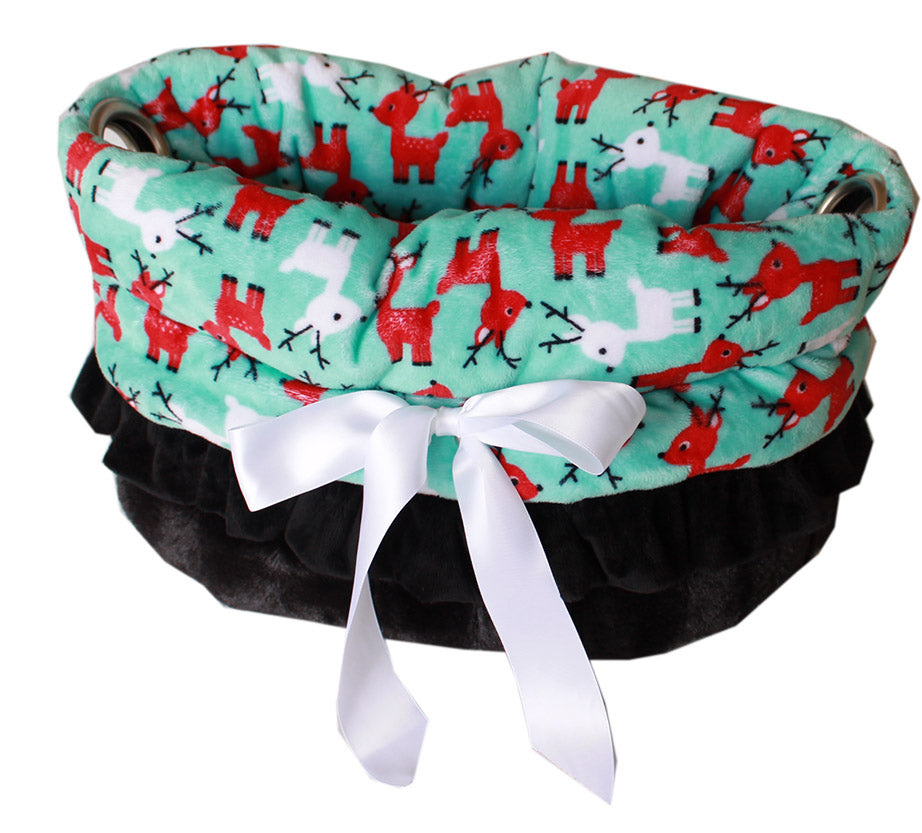 REINDEER FOLLY REVERSIBLE SNUGGLE BUGS PET BED, BAG, AND CAR SEAT ALL-IN-ONE