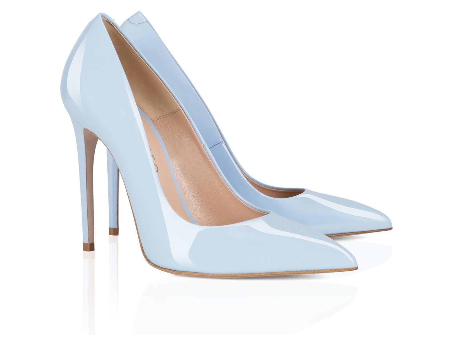 blue patent leather heels