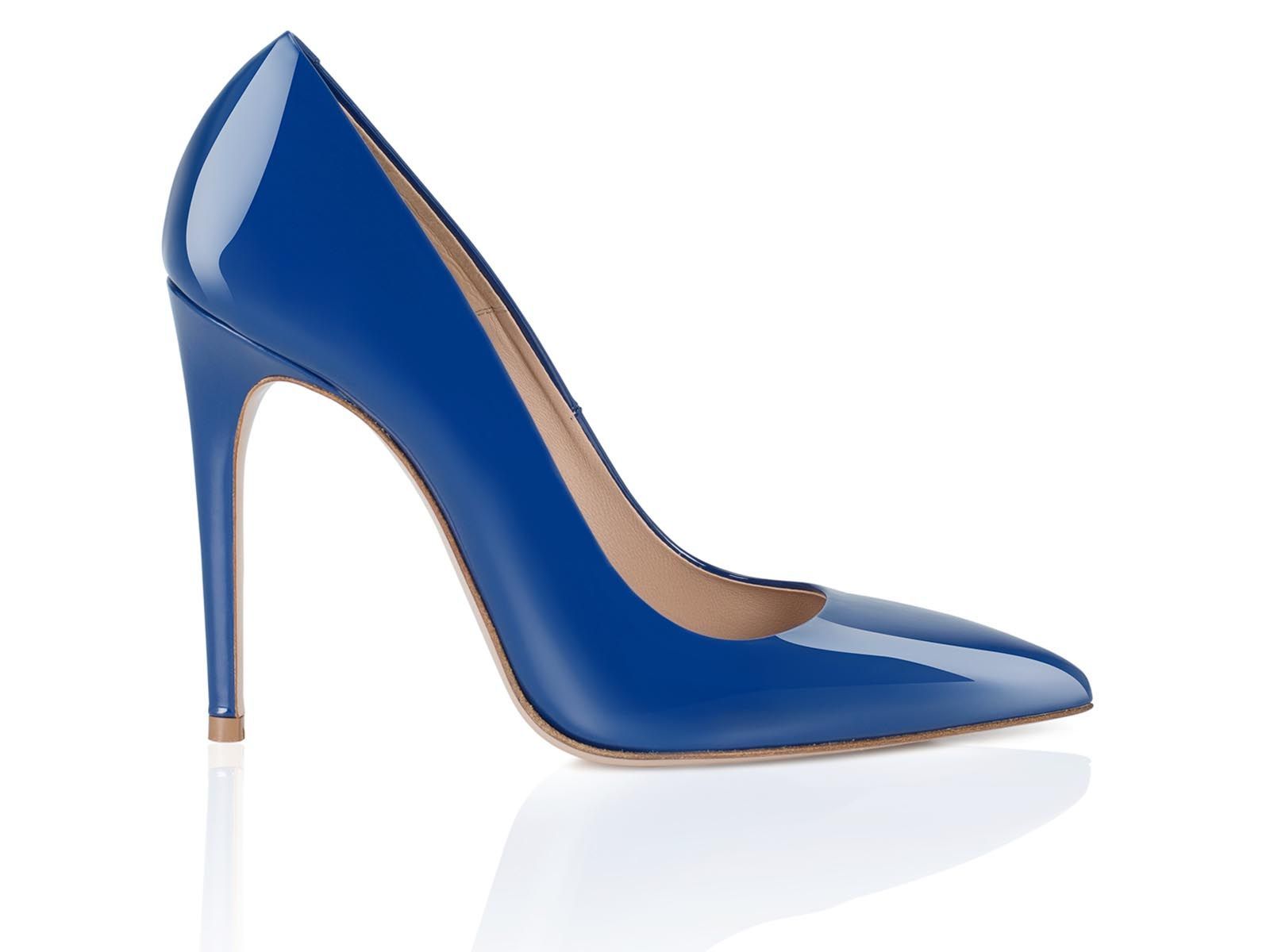 women pumps in blue patent leather 100 