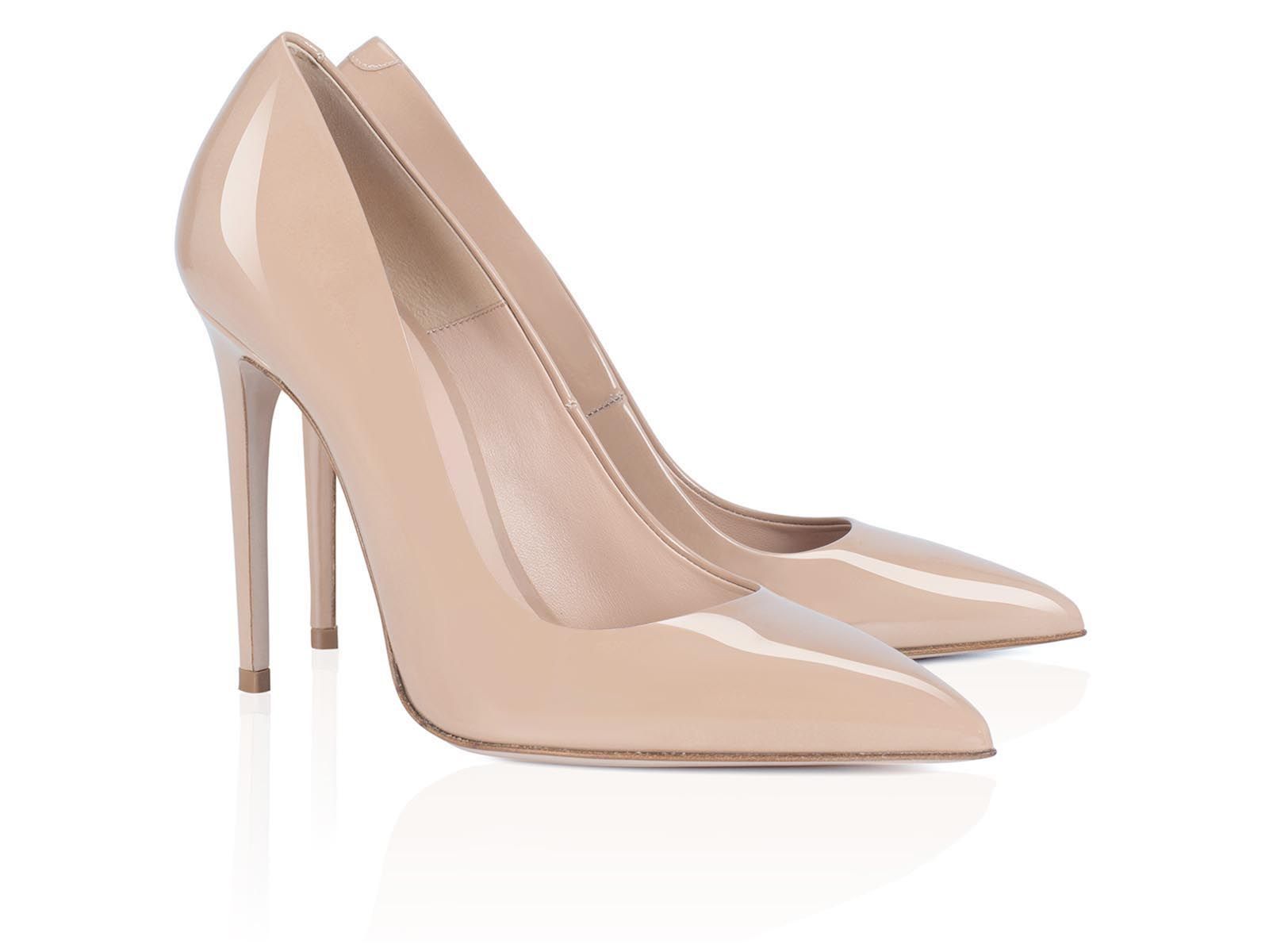 women pumps in beige patent leather 100 