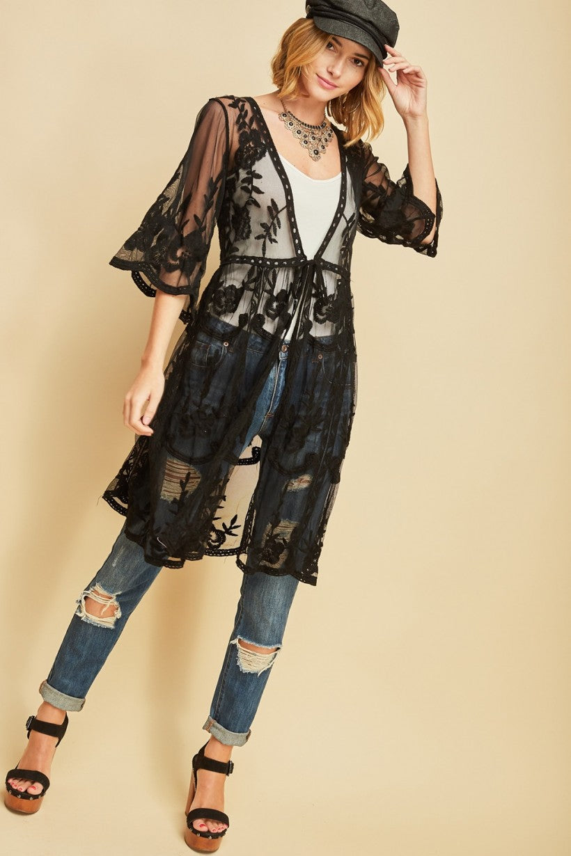 Long Black Lace Tunic – Happy Heart 