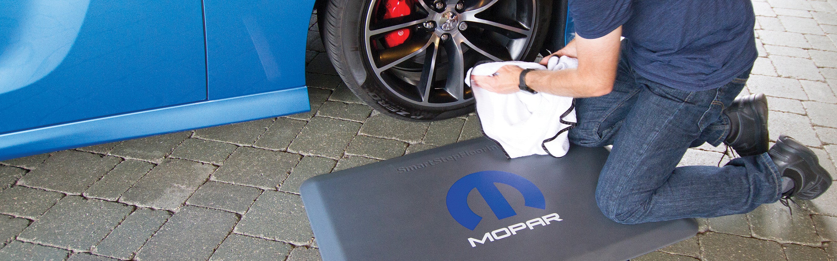 Mopar Logo Decal on Smart Step Premium Performance Mat