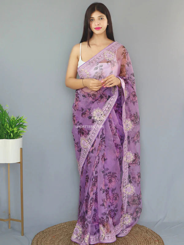 Organza Digital Floral Printed Saree