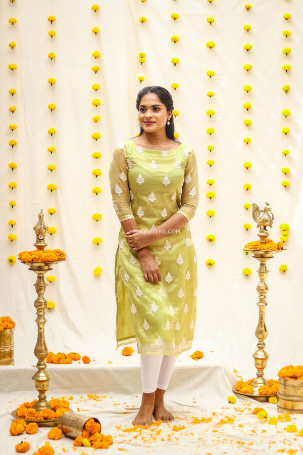 Light Green Tissue Cotton Kurta